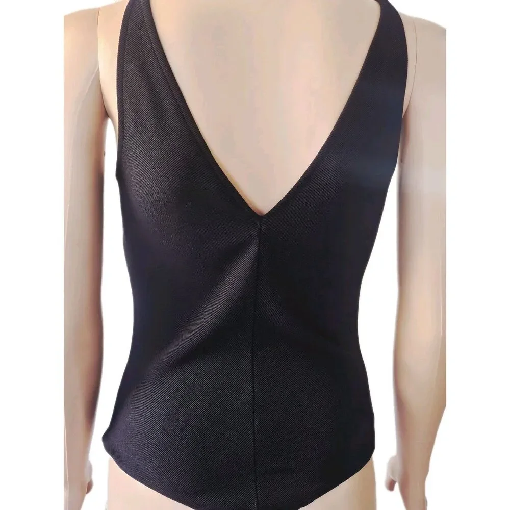 Express Black Lace Up Front Bodysuit Top Small - Picture 6 of 8